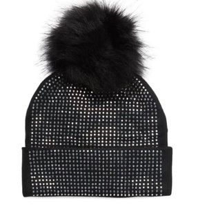 Adrienne Landau Faux Fur Pom Pom Beanie
